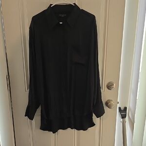 Lane Bryant Black Long-Sleeve Button-Front Tunic